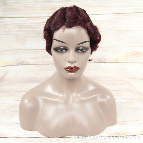 Cheap human wig,women razor cut hair wigs human hair short wig,wholesale non lace machine made human hair wigs
